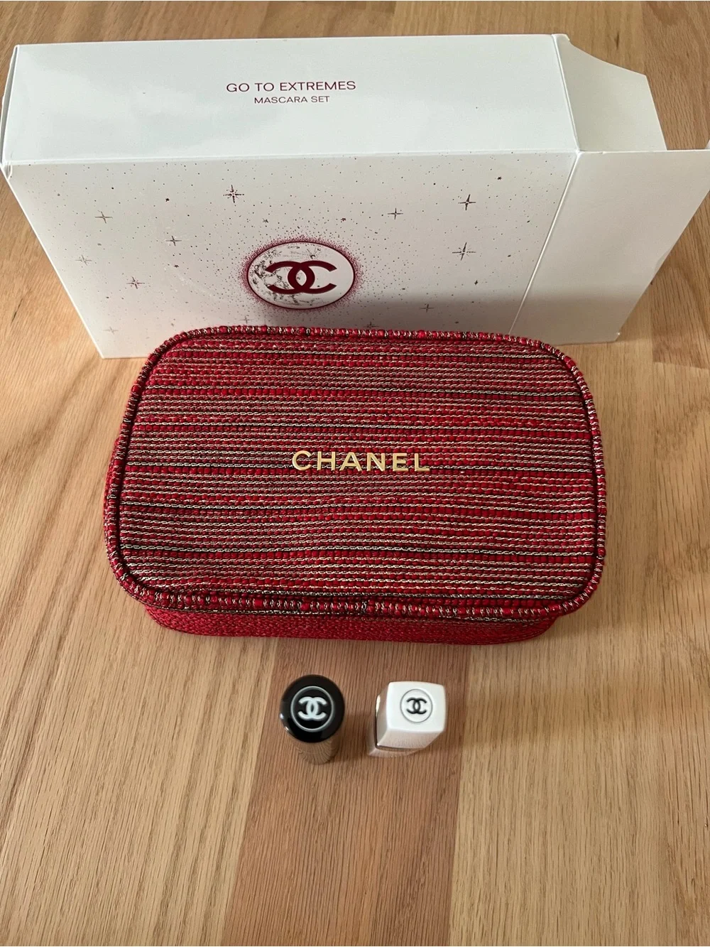 CHANEL woven pouch